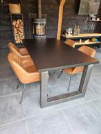 Tafel 180x100 mat zwart met blanke stalen u poten! Erg gaaf!, Ophalen, 200 cm of meer, 50 tot 100 cm, Zo goed als nieuw