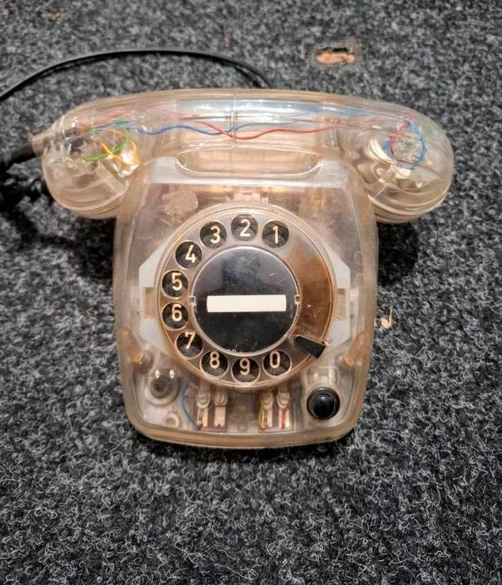 PTT T65 Delft transparant (in zeer goede staat), Telecommunicatie, Vaste telefoons | Niet Draadloos, Gebruikt, Met draaischijf