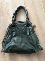 groene leren shopper met gevlochten handvat, Ophalen of Verzenden, Gebruikt, Groen, Shopper