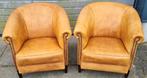 2x Chesterfield schapenleer club fauteuil + GRATIS BEZORGD, Gebruikt, Leer, Ophalen of Verzenden, Schapenleer