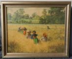 Olieverf Landarbeiders Indonesië Bali gesigneerd 1983 40x50, Antiek en Kunst, Ophalen of Verzenden