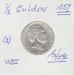 (2) W III mooie 1/2 gld 1857 fr/zfr., ½ gulden, Zilver, Ophalen of Verzenden, Koning Willem III