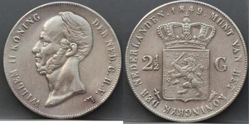 Mooie rijksdaalder 1849 - 2 1/2 gulden 1849 Willem 2, Postzegels en Munten, Munten | Nederland, Losse munt, 2½ gulden, Koning Willem II