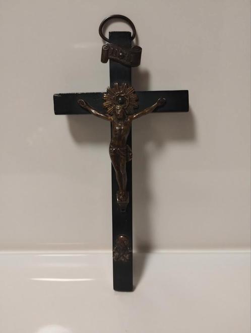 Antiek Frans ebbenhouten met brons Corpus Christus, Antiek en Kunst, Antiek | Religie, Ophalen of Verzenden