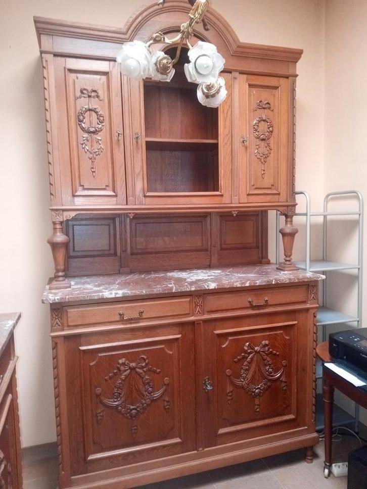 Antiek koppel buffetkasten, Huis en Inrichting, Kasten | Buffetkasten, Gebruikt, 200 cm of meer, 50 tot 75 cm, Ophalen