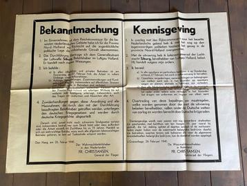 Origin. poster bekendm. beëindig.  Februaristaking 1941 beschikbaar voor biedingen