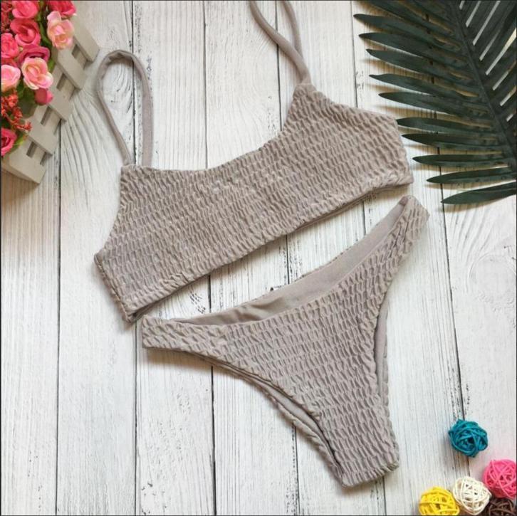 Grijze geplooide bikini dames vrouwen push up badkleding, Kleding | Dames, Badmode en Zwemkleding, Nieuw, Bikini, Grijs, Verzenden