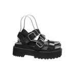 Zwarte leren sandalen, H&M, Verzenden, Zwart, Nieuw