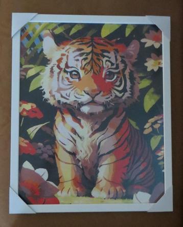 Tijger - Schilderij 40x50 in witte lijst beschikbaar voor biedingen