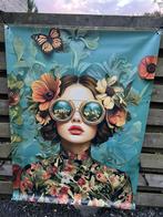 Tuinposter 120x160 cm vrouw bril vintage, Ophalen, Nieuw