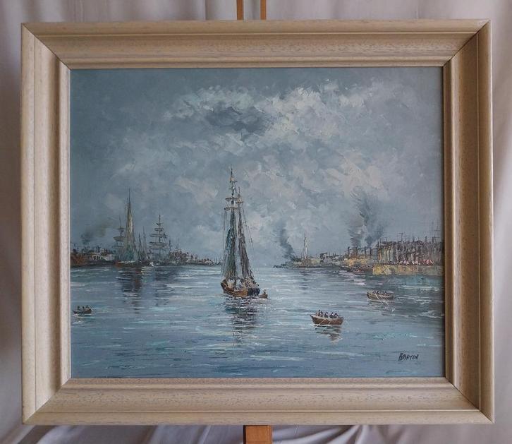 Edward Barton (1936-2012) - In de Haven - 1960, Antiek en Kunst, Kunst | Schilderijen | Klassiek, Ophalen