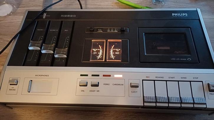 Philips N2520 cassette recorder, zeer netjes, Audio, Tv en Foto, Cassettedecks, Enkel, Philips, Tape counter, Ophalen of Verzenden