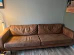 Cognac leren bank - 220cm - Amsterdam-West, Huis en Inrichting, Banken | Bankstellen, Ophalen, 250 tot 300 cm, Gebruikt, Driepersoons