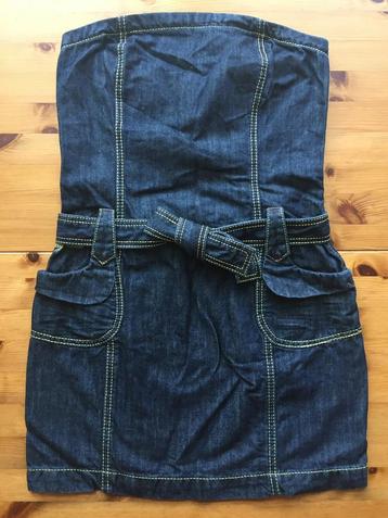 Extyn strapless S spijkerjurkje denim glittergaren ceintuur