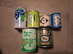 6 oude vintage blikken spaarpotten Hero Gini Martini Lyle's, Verzamelen, Ophalen of Verzenden, Gebruikt, Metaal of Blik, Overige thema's