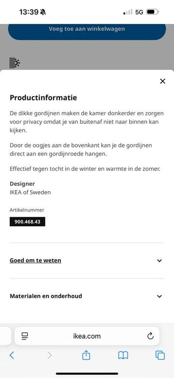 Verduisterend Gordijn  1x- Ikea met roede indien gewenst - afbeelding 2