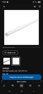 Ikea hugad uitschuifbare gordijnroede 120-210 cm wit, Ophalen, Nieuw, Wit, 200 cm of meer