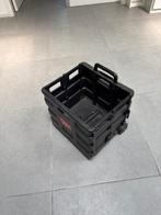 zwarte inklapbare krat met wieltjes en trekstang, Doe-het-zelf en Verbouw, Kratten en Dozen, Gebruikt, Opvouwbaar, Minder dan 35 cm