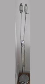 Stijlvolle Chromen Vloerlamp met Dubbele Spots, Ophalen, Industrieel, Modern, Minimalistisch, Zo goed als nieuw, Metaal