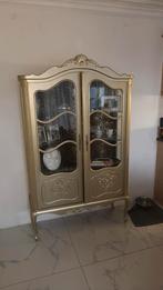 Goud met panterpint brocante vitrinekast, Ophalen