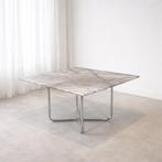 Vintage eettafel van Carrara marmer met chromen buisframe, 100 tot 150 cm, Vintage, Zo goed als nieuw, ÅTMØS