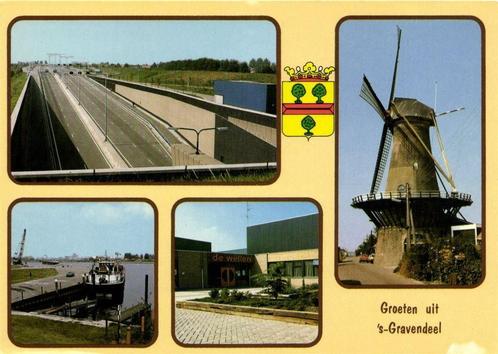 Groeten uit s-Gravendeel - 4 afb o.a. molen + de Wellen - 19, Verzamelen, Ansichtkaarten | Nederland, Gelopen, Utrecht, Ophalen of Verzenden