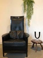 Giorgetti Fauteuil zwart leer, Huis en Inrichting, Ophalen, Gebruikt, Hout, 50 tot 75 cm