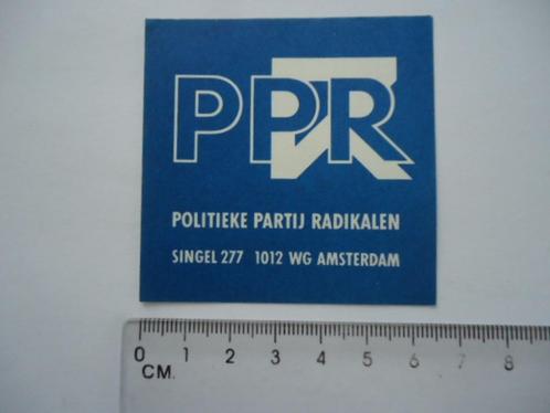 sticker oud PPR Politiek Partij Radikalen singel 227 mokum, Verzamelen, Stickers, Zo goed als nieuw, Bedrijf of Vereniging, Verzenden