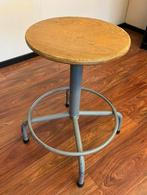 Retro Industriële Tekentafel Werkkruk Met Voetensteun, Ophalen, Gebruikt, Bruin, Eén