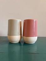 Roze & Beige Keramische Mokken - Set van 2, Overige kleuren, Aardewerk of Porselein, Ophalen of Verzenden, Zo goed als nieuw