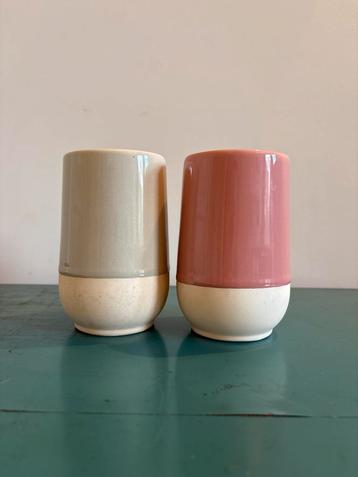 Roze & Beige Keramische Mokken - Set van 2 beschikbaar voor biedingen