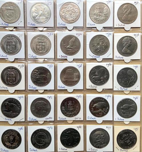 Nieuw Zeeland 25x 1 Dollar 1967-1991 Crownsize UNC, Postzegels en Munten, Munten en Bankbiljetten | Verzamelingen, Buitenland