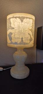 Antieke Albast marmeren Tafellamp met Bloemen, Antiek en Kunst, Ophalen of Verzenden