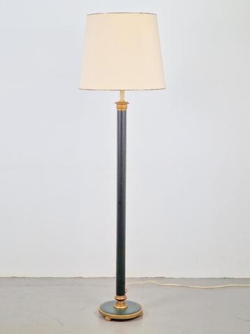 Vintage neoclassic groen leer vloerlamp goud ´50 neoklassiek beschikbaar voor biedingen