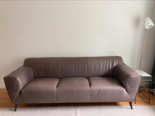 Montel bank bruin leer 3 zits, Huis en Inrichting, Banken | Bankstellen, Gebruikt, Rechte bank, Driepersoons, 200 tot 250 cm, 75 tot 100 cm