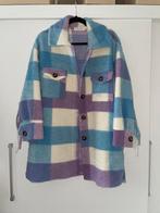 dames gekleurde wollen jas coat met fringe mt 40, Maat 38/40 (M), Boetiek, Paars, Ophalen of Verzenden
