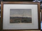 Gabr. Joseph Gely Mooi Landschapje Plas met Kraanvogels, Antiek en Kunst, Ophalen