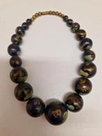 Mooie vintage  houten kralen ketting turquoise, Sieraden, Tassen en Uiterlijk, Kettingen, Ophalen of Verzenden, Zo goed als nieuw