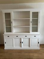 Witte Antieke Houten Kast, Ophalen, Gebruikt, 100 tot 150 cm, Met lade(s)