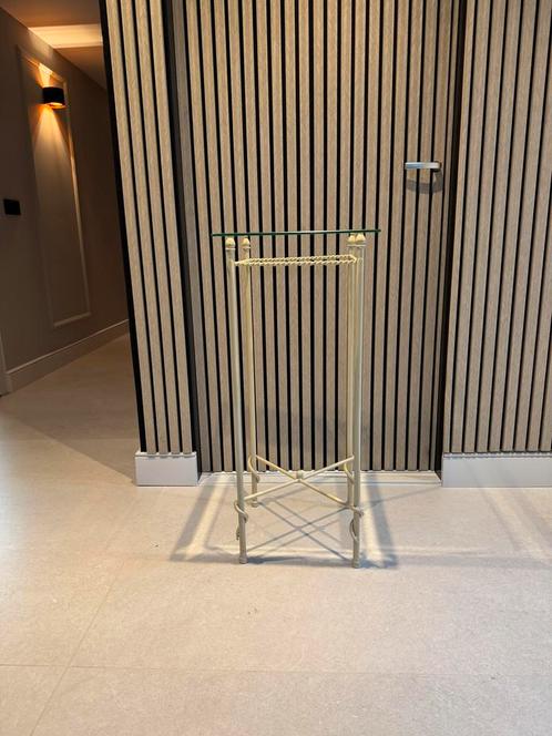 Te koop 2 glazen bijzettafels, Huis en Inrichting, Tafels | Bijzettafels, Gebruikt, Rond, 45 tot 60 cm, Minder dan 55 cm, Glas