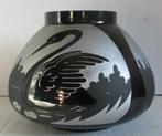 art deco glas vaas Boom Artver met zwanen Heller, Verzenden