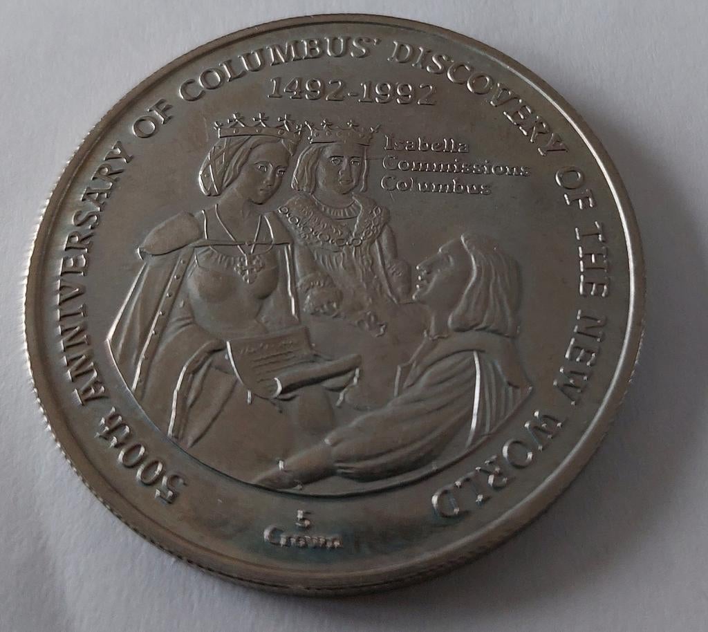 Columbus Ontdekking 500 Jaar Herdenkingsmunt 5 crown 1991, Ophalen of Verzenden, Overige landen, Losse munt
