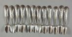 12 zilveren mokkalepeltjes Biedermeier gravé 835 zilver, Ophalen of Verzenden, Zilver