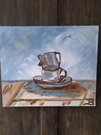 Schilderij theekopjes met touwtjes, Ophalen, Nieuw, Schilderij, 50 tot 75 cm