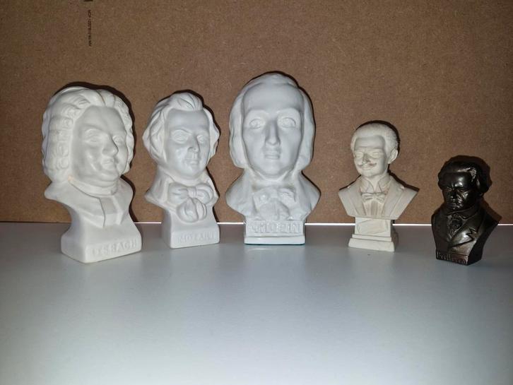 Beeld Mozart, Beethoven, Chopin, Strauss en Bach, Verzamelen, Beelden en Beeldjes, Zo goed als nieuw, Ophalen of Verzenden