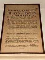 Aankondiging affiche begin 1800 verkoop huizen den haag, Ophalen of Verzenden