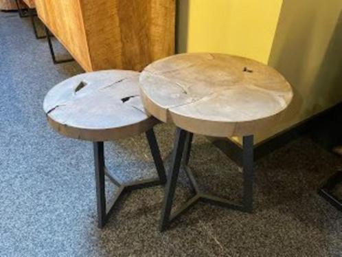 Bijzettafel set Grey mix, Huis en Inrichting, Tafels | Bijzettafels, Nieuw, Rond, 45 tot 60 cm, Minder dan 55 cm, Hout, Ophalen