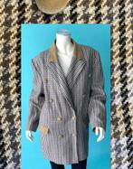 Vintage klassieke lange blazer grijs/bruin maat 42/44, Gedragen, Jasje, Maat 42/44 (L), Vintage