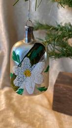 OUD ANTIEK GLAZEN KERSTBOOM KERSTBAL VERSIERING KOEIEN BEL, Diversen, Kerst, Ophalen of Verzenden, Zo goed als nieuw