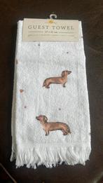 Nieuw wit gastendoekje met teckel afbeelding, Ophalen of Verzenden, Nieuw, Wit, Gastendoekje